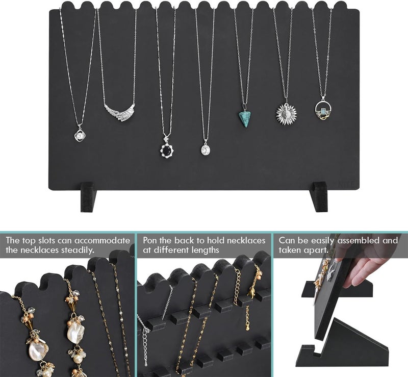 Ikee Design Set of 2 Portable Wooden Plank Necklace Jewelry Stand for 15 Necklaces, Wood Plank Storage Holder, Jewelry Display Stand, Black Color - Image 3